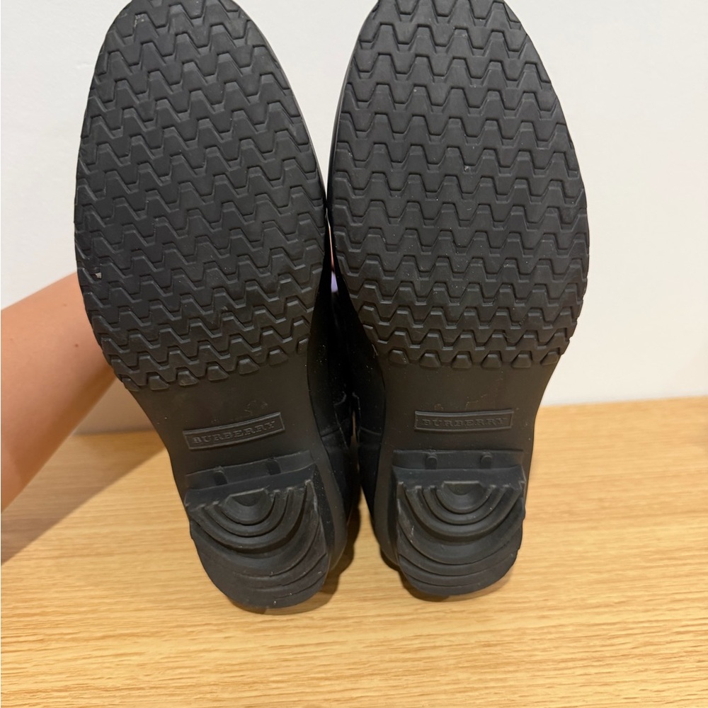 Burberry Black Ankle Boots with Check Detail - Picture 8 of 8